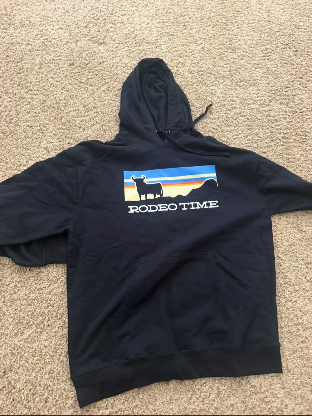 Dark Blue "Rodeo Time" Graphic Hoodie